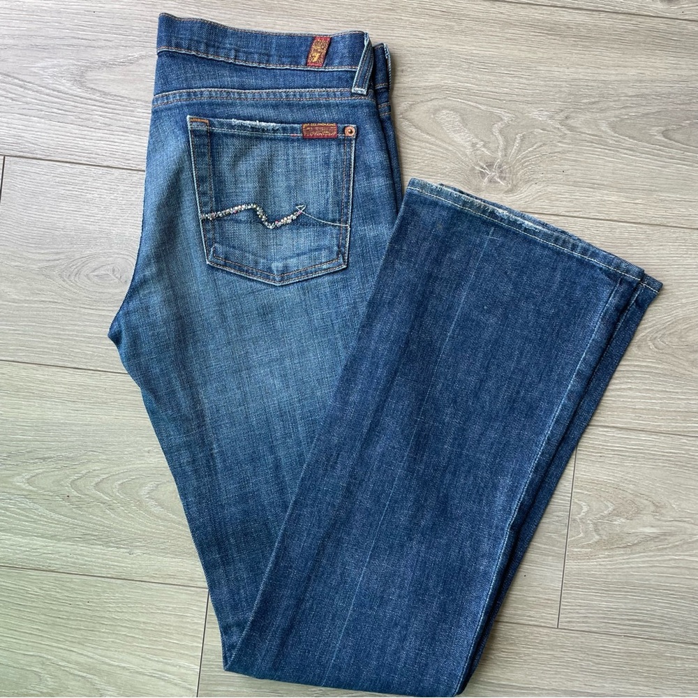 7 For All Mankind Pink stones bootcut Jeans sz 29 - Y2K style